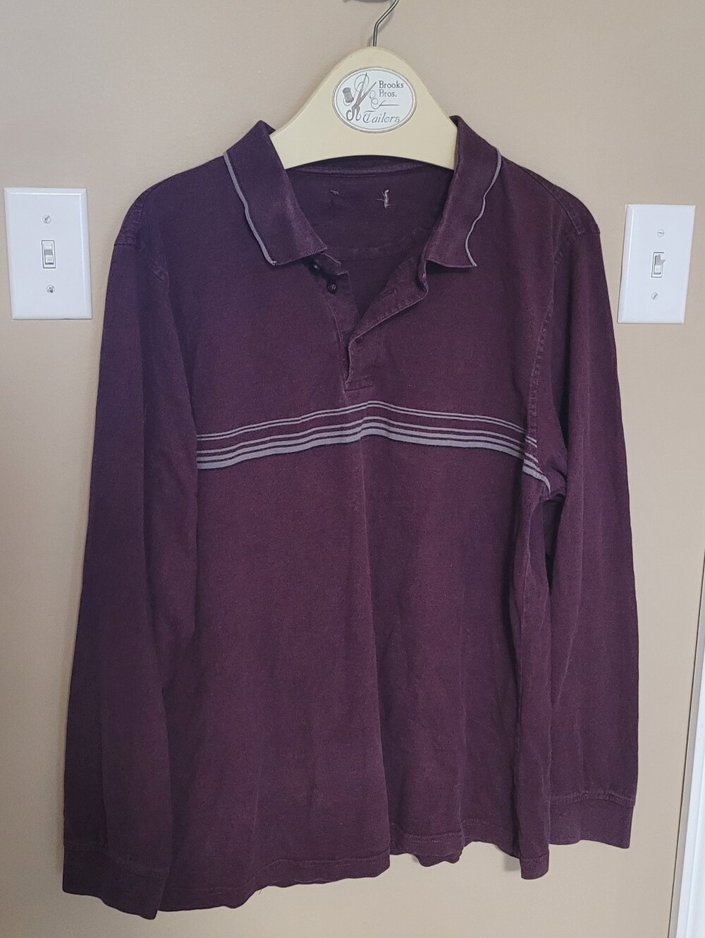 💚10 for $10💚 Bundle and save Polo Shirt - Deep Plum with Stripe